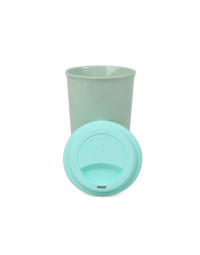 TAZA CERÁMICA VERDE CON JERSEY Y TAPA 520 ML