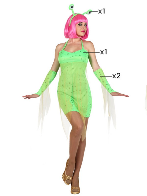 Disfraz de Alien Extraterrestre Verde para Mujer