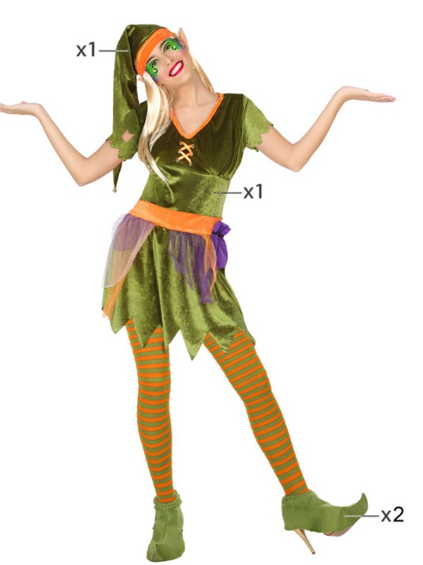 Disfraz de Elfa Verde Medieval para mujer