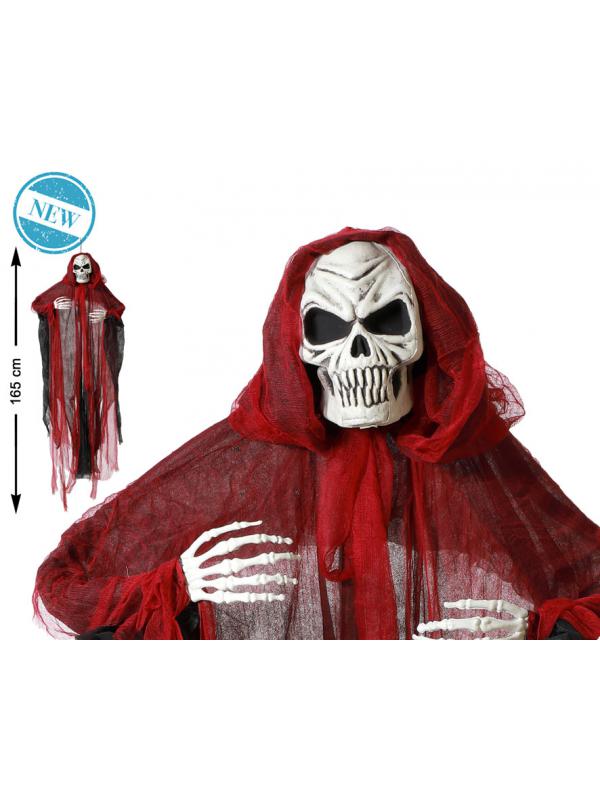 ACCESORIO HALLOWEEN COLGANE ESQUELETO FANTASMA ROJO 165*137 CM