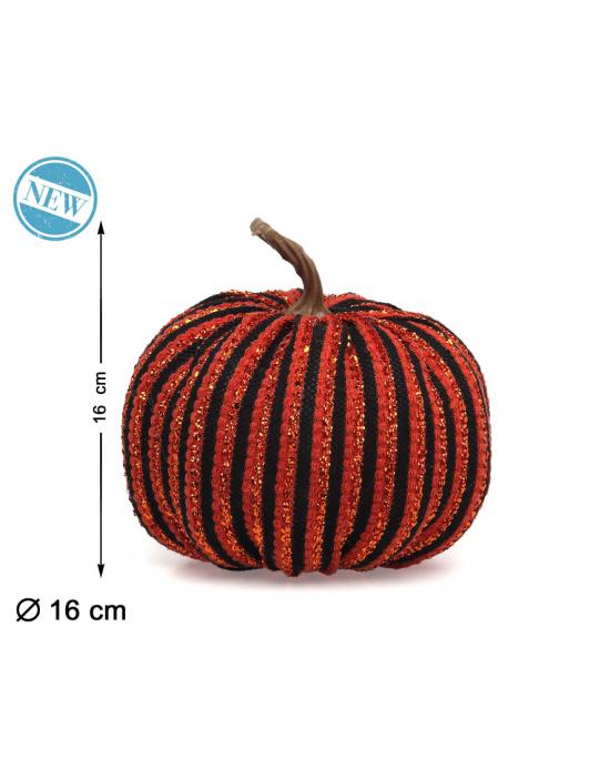 ACCESORIO DECORACIÓN CALABAZA ROJO Y NEGRO HALLOWEEN