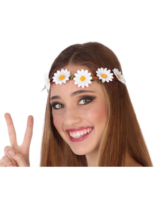 TOCADO HIPPIE FLORES BLANCO MUJER ADULTO