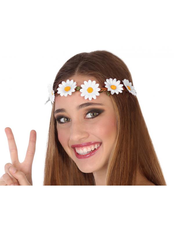 TOCADO HIPPIE FLORES BLANCO MUJER ADULTO