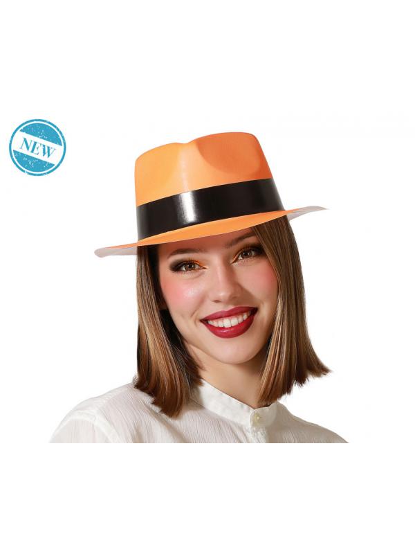 SOMBRERO CIRCO NARANJA NEÓN MUJER ADULTO