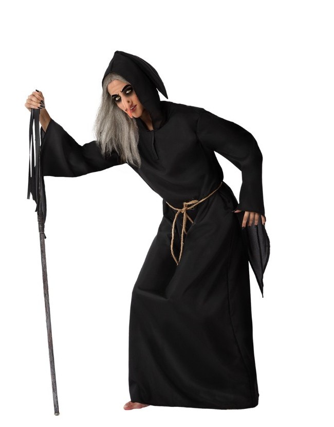 DISFRAZ DE BRUJA ANCIANA TUNICA NEGRA