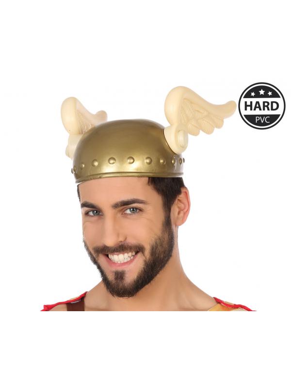 CASCO ROMANO RÍGIDO ALAS DORADO HOMBRE ADULTO