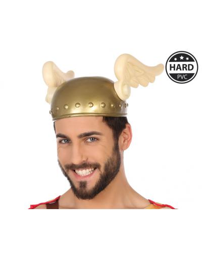 CASCO ROMANO RÍGIDO ALAS DORADO HOMBRE ADULTO