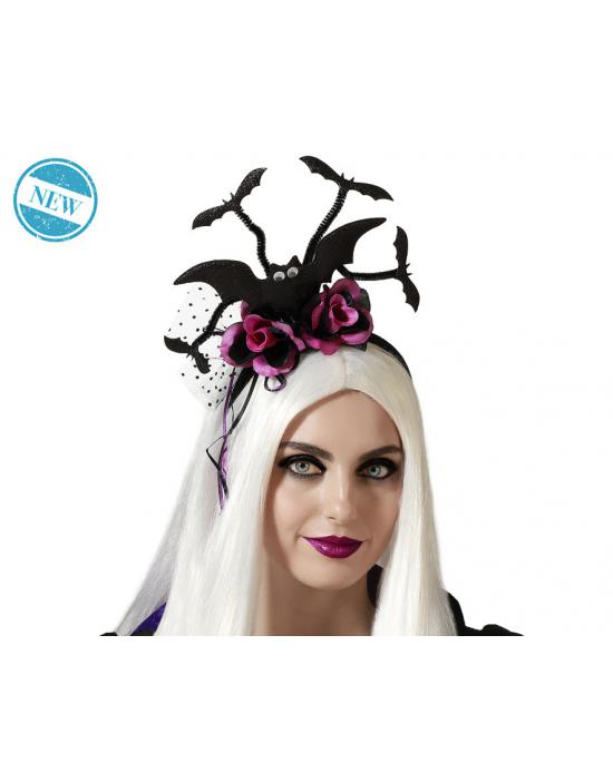 DIADEMA HALLOWEEN ROSA MURCIÉLAGOS MUJER ADULTO