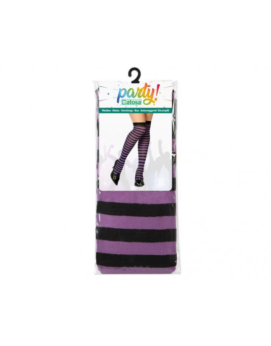 MEDIAS RAYAS MORADO NEGRO MUJER ADULTO