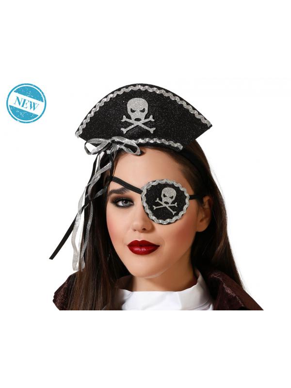 Accesorio de disfraz de parche de ojo de pirata de lentejuelas, talla  única, rojo/negro, 1 pieza.
