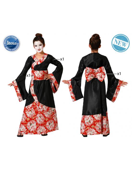 DISFRAZ GEISHA KIMONO NEGRO NIÑA INFANTIL