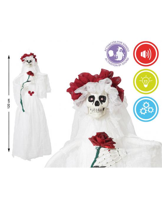 COLGANTE HALLOWEEN NOVIA MUERTA CON LUZ Y SONIDO DE DECORACIÓN