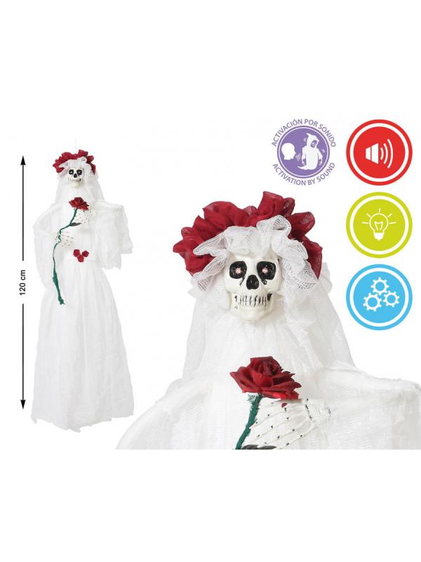 COLGANTE HALLOWEEN NOVIA MUERTA CON LUZ Y SONIDO DE DECORACIÓN