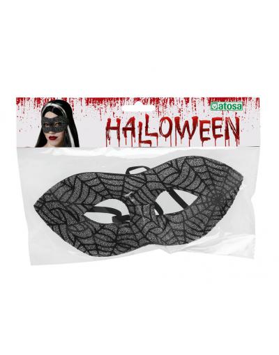 ANTIFAZ HALLOWEEN NEGRO BRILLANTE ARAÑA MUJER ADULTO