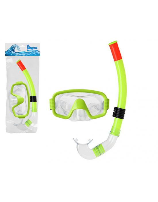 KIT BUCEO SNORKEL TUBO Y MÁSCARA AMARILLO FLUOR NATACIÓN ADULTO