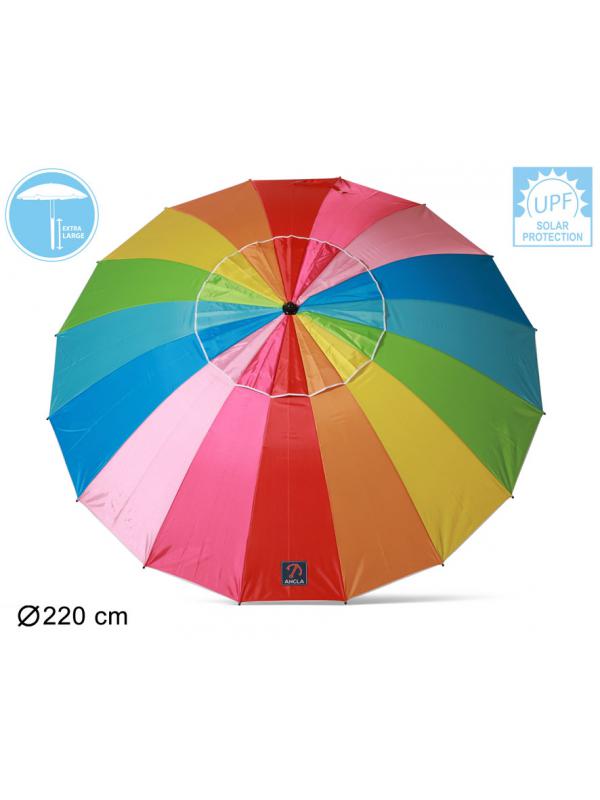 G. PARASOL ARCOIRIS 220 CM ORIENT. ALUMINIO OXFORD UPF50+ 210D 28/32 MM