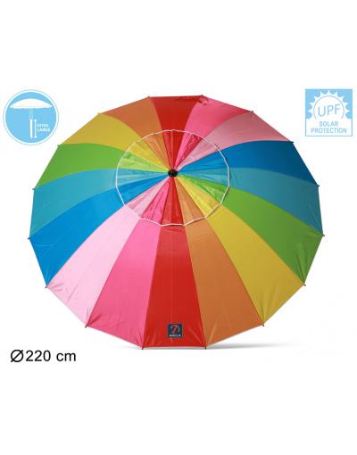 G. PARASOL ARCOIRIS 220 CM ORIENT. ALUMINIO OXFORD UPF50+ 210D 28/32 MM