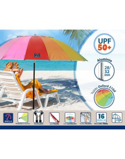 G. PARASOL ARCOIRIS 220 CM ORIENT. ALUMINIO OXFORD UPF50+ 210D 28/32 MM