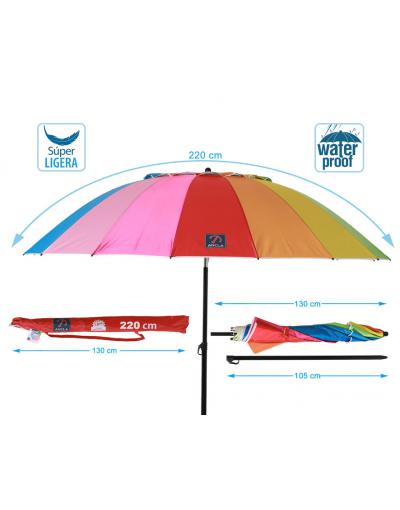 G. PARASOL ARCOIRIS 220 CM ORIENT. ALUMINIO OXFORD UPF50+ 210D 28/32 MM