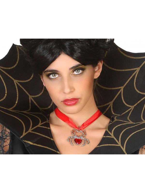 ACCESORIO HALLOWEEN COLLAR ARAÑA CINTA ROJA