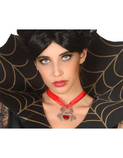 ACCESORIO HALLOWEEN COLLAR ARAÑA CINTA ROJA