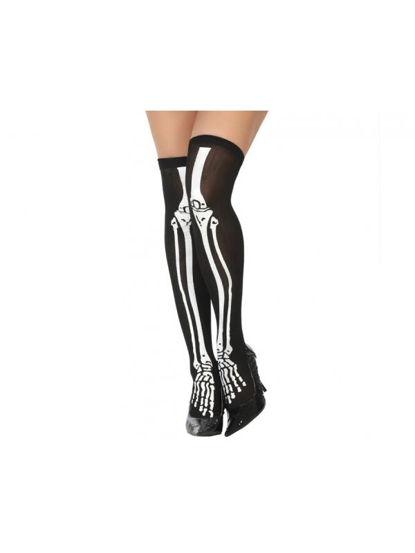 MEDIAS HALLOWEEN ESQUELETO BLANCO NEGRO MUJER ADULTO