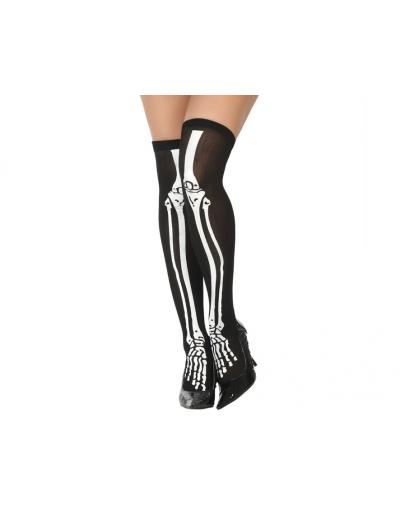 MEDIAS HALLOWEEN ESQUELETO BLANCO NEGRO MUJER ADULTO