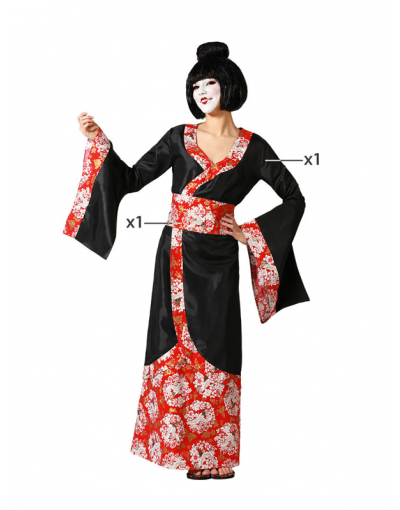 DISFRAZ DE GEISHA KIMONO NEGRO PARA MUJER