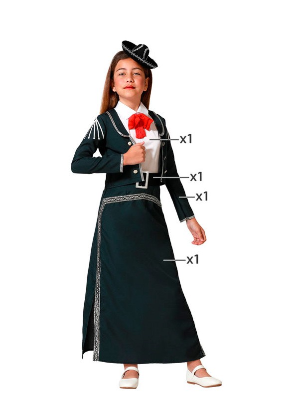 DISFRAZ DE MARIACHI VESTIDO NEGRO PARA NIÑA