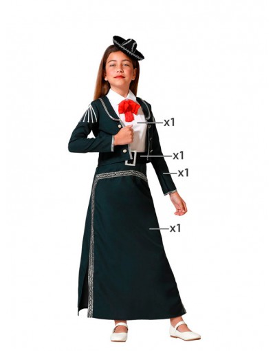 DISFRAZ DE MARIACHI VESTIDO NEGRO PARA NIÑA