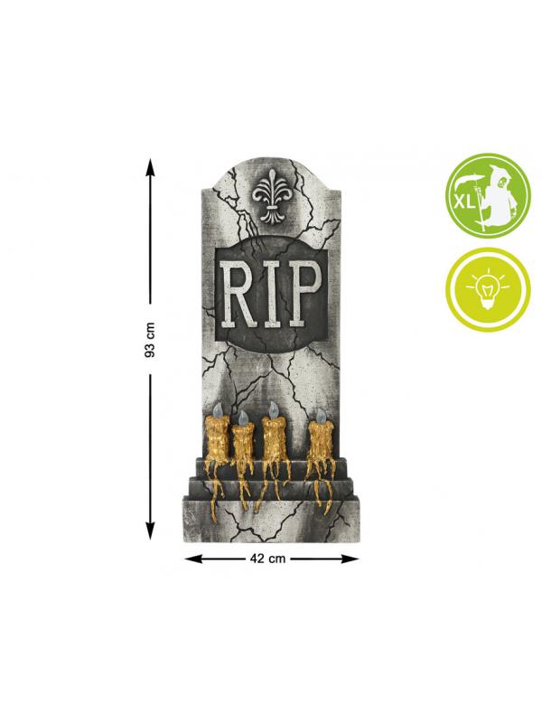 LAPIDA DECORATIVA RIP HALLOWEEN CON LUZ 93*42 CM