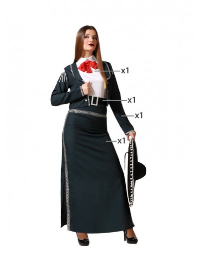 DISFRAZ DE MARIACHI VESTIDO NEGRO PARA  MUJER