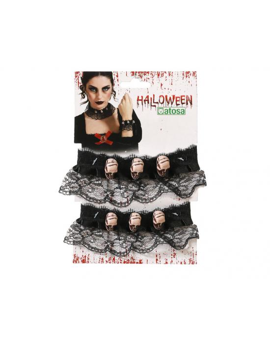 SET HALLOWEEN COLLAR PULSERA CALAVERAS MUJER ADULTO