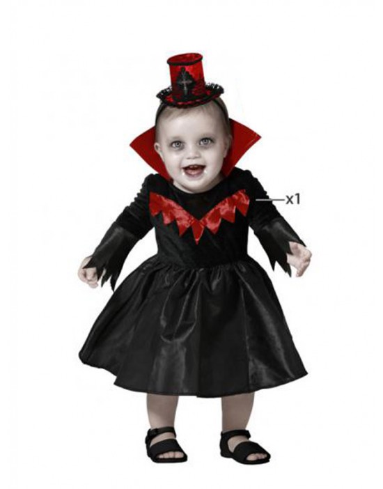 DISFRAZ DE VAMPIRESA VESTIDO NEGRO PARA BEBÉ NIÑA