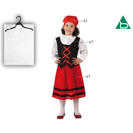 DISFRAZ PASTORA NIÑA ROJO NAVIDEÑO