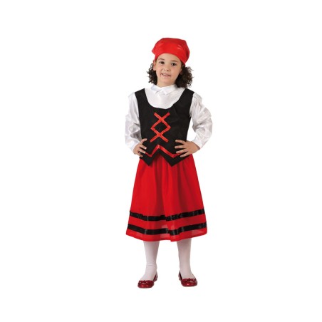 DISFRAZ PASTORA NIÑA ROJO NAVIDEÑO