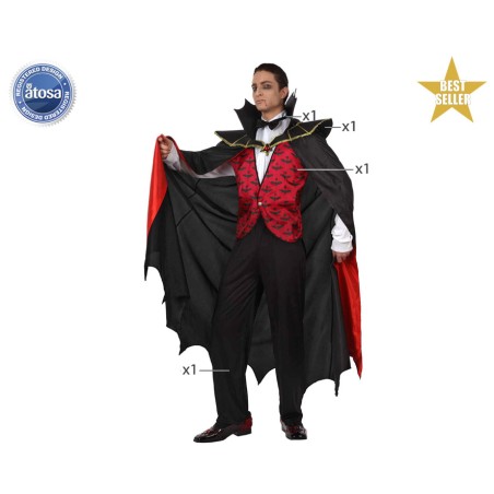DISFRAZ VAMPIRO HOMBRE ADULTO COMPLETO CAPA