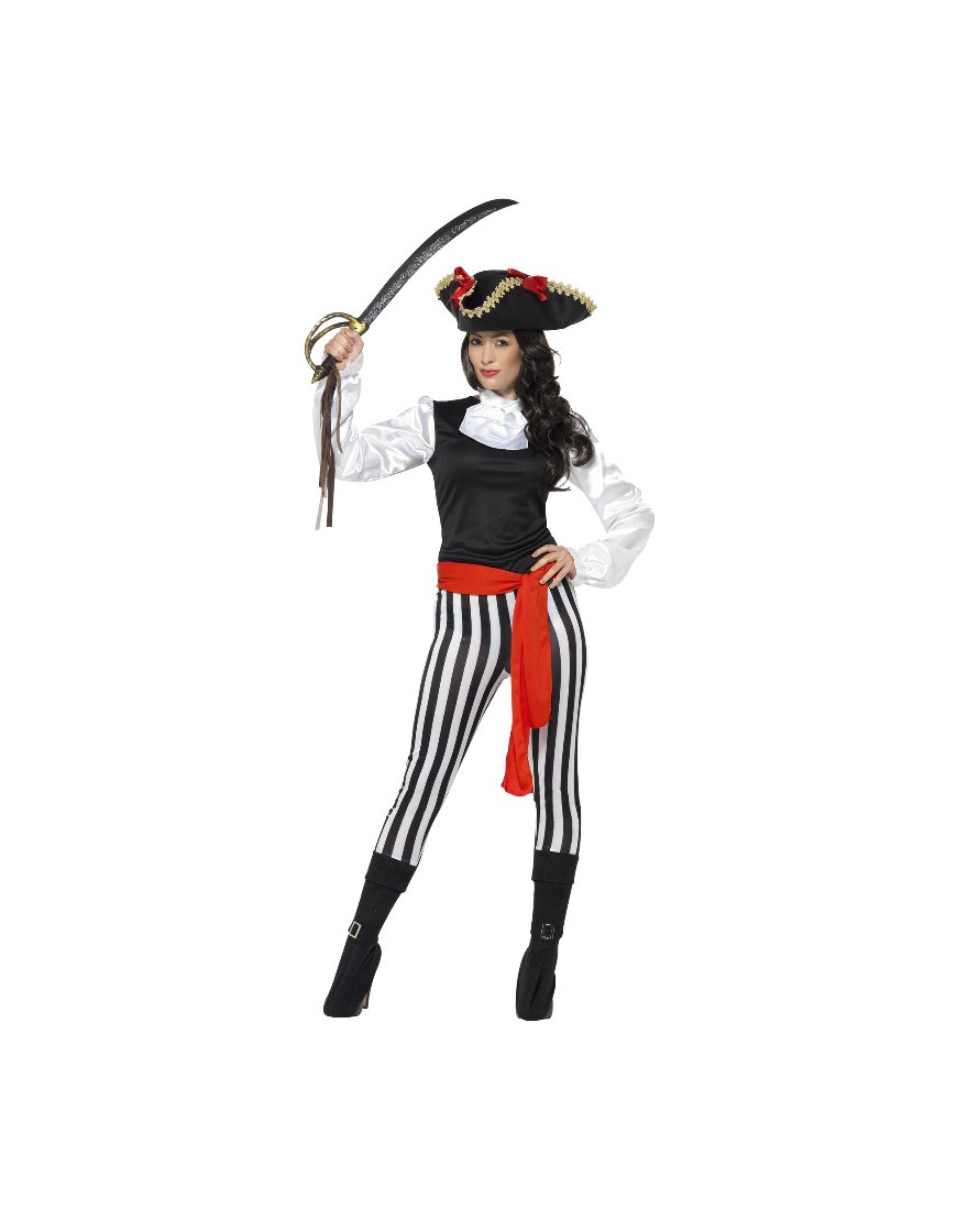 Disfraz Vestido Pirata Bucanera Con Collar Y Espada Para Dama Adulto