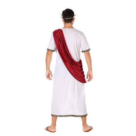 DISFRAZ CIUDADANO ROMANO ADULTO - TOGA BLANCA Y ESTOLA ROJA