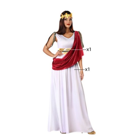 DISFRAZ CIUDADANA ROMANA ADULTA - TOGA BLANCA Y ESTOLA ROJA