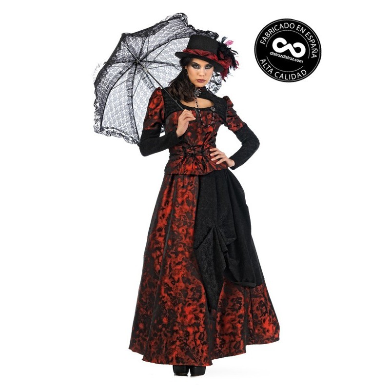 disfraz victoriano rojo y negro