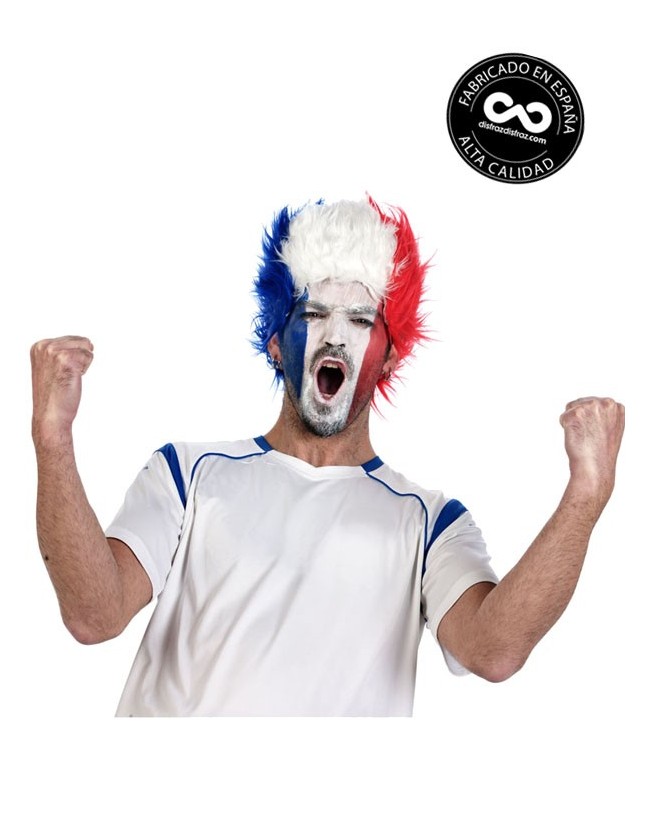 Peluca Francia - Disfraz Supporter Selección | disfrazdisfraz