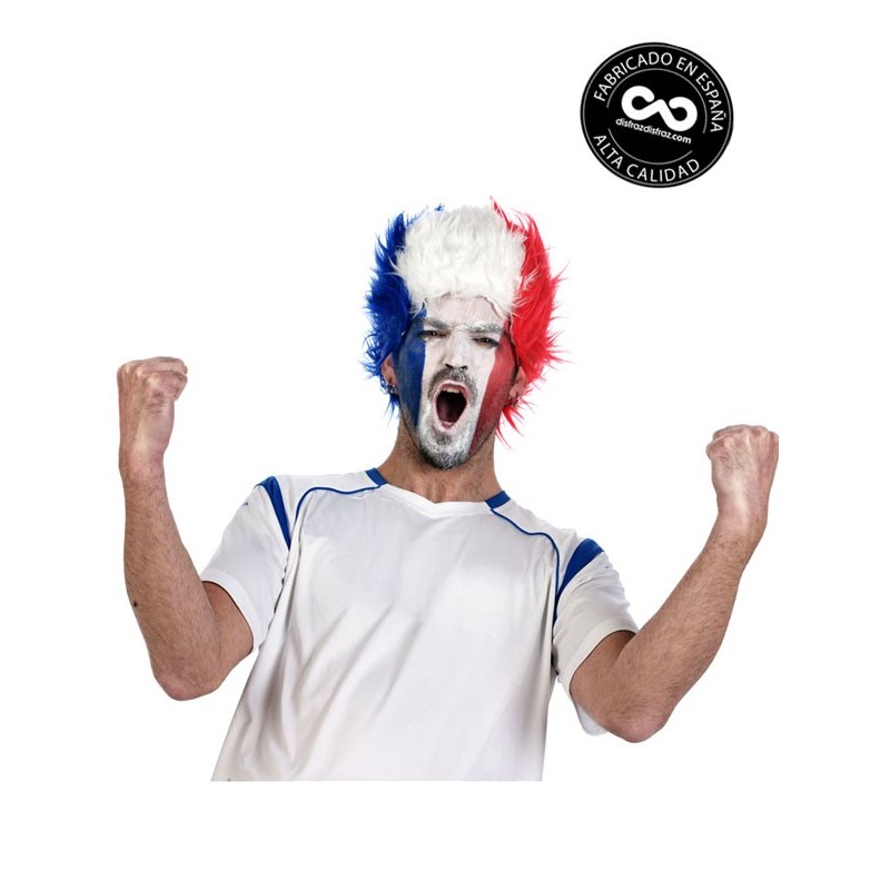 Peluca Francia - Disfraz Supporter Selección | disfrazdisfraz