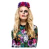 Diadema de Catrina con rosas moradas y fucsias | Disfrazdisfraz