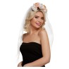 Diadema de flores con velo para despedida - disfrazdisfraz
