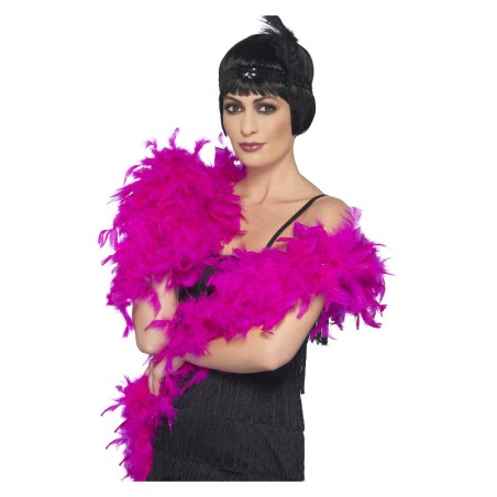 Boa de plumas fucsia deluxe. Disfraz años 20 y Charleston - Disfrazdisfraz