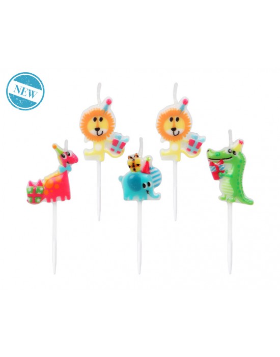 SET 5 VELAS ANIMALES FELICES