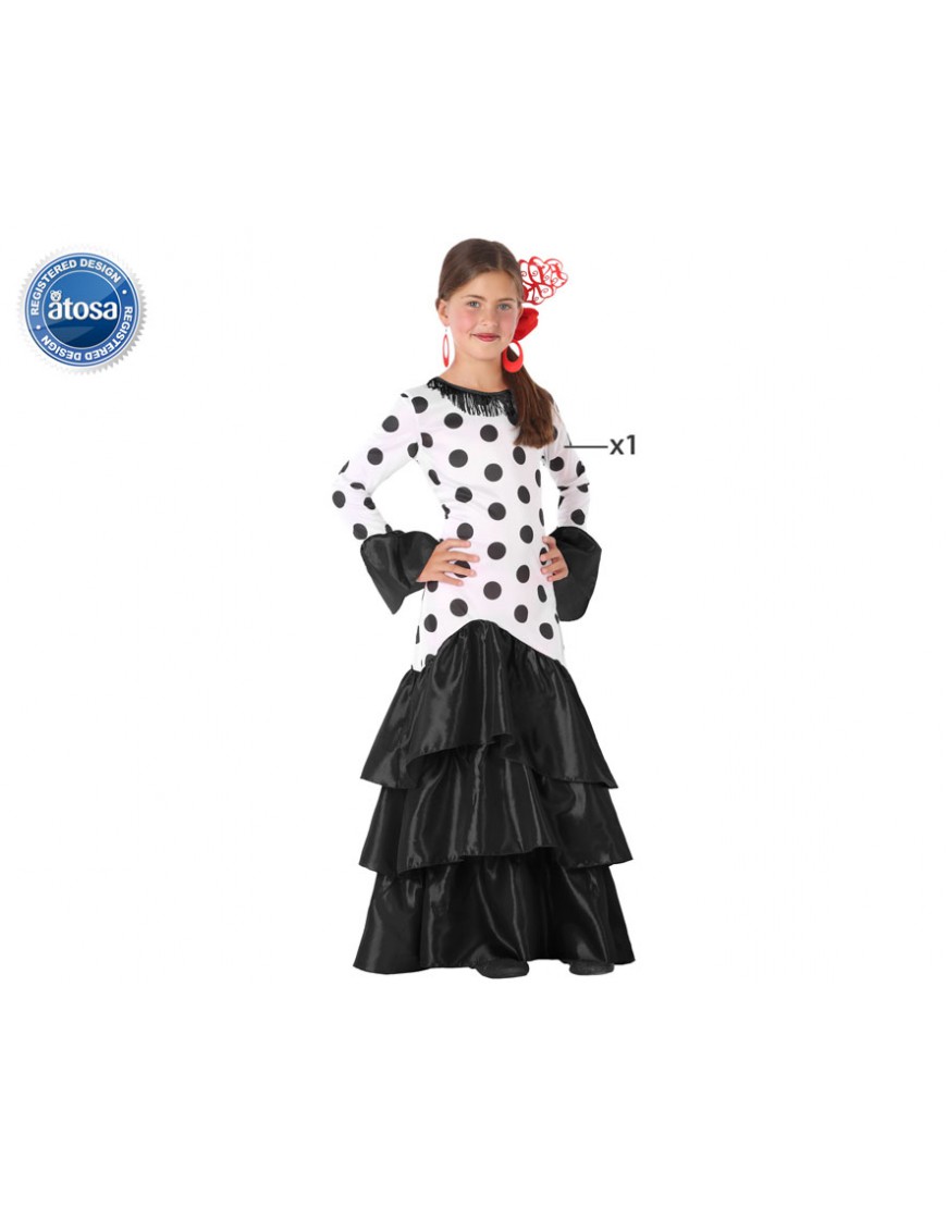 Falda Flamenca Niña Negra Lunares Blancos Volante Doble Negro [Tallas  Infantiles 2 a 12 años]【Talla 2 años】 Ensayo Baile Danza Disfraz :  : Moda