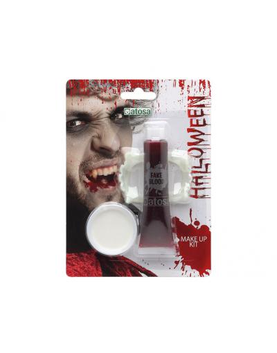 MAQUILLAJE HALLOWEEN DENTADURA VAMPIRO SANGRE FALSA