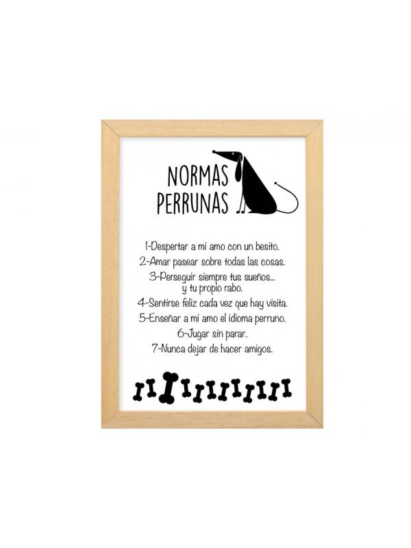 CARTEL DECORACIÓN NORMAS PERRUNAS 35*25 CM